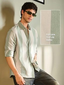 The Souled Store Stripes: Sage Men and Boys Long Sleeves Collared Neck Button Front Regular Fit Cotton Blend Shirts
- L, SAGE