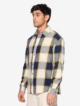 The Souled Store Men's Plaid Relaxed Fit Button Down Shirt - L