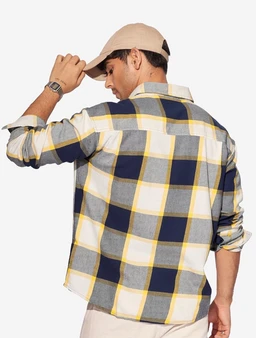 The Souled Store Men's Plaid Relaxed Fit Button Down Shirt - L