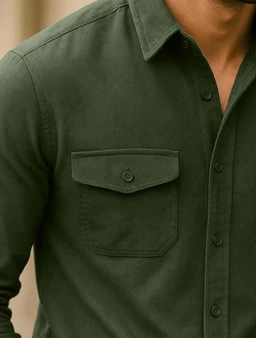 Veirdo® Men's Pure Cotton Utility Shirt | Full Sleeve Casual Button-Down with Dual Chest Pockets | Stylish & Comfortable Everyday Wear | Colors: Beige, Black, Maroon, Olive, Rust & White - L