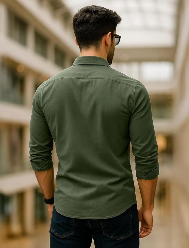 Veirdo® Men's Pure Cotton Utility Shirt | Full Sleeve Casual Button-Down with Dual Chest Pockets | Stylish & Comfortable Everyday Wear | Colors: Beige, Black, Maroon, Olive, Rust & White - 4XL