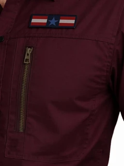 ADRO Men’s Solid Cargo Shirt| Premium Cotton Casual Shirts for Men | Zipper Pocket & Military Style Velcro Badge | Limited Stock - S