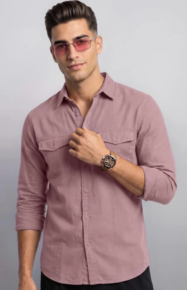 Veirdo® Men's Pure Cotton Utility Shirt | Full Sleeve Casual Button-Down with Dual Chest Pockets | Stylish & Comfortable Everyday Wear | Colors: Beige, Black, Maroon, Olive, Rust & White
- 2XL