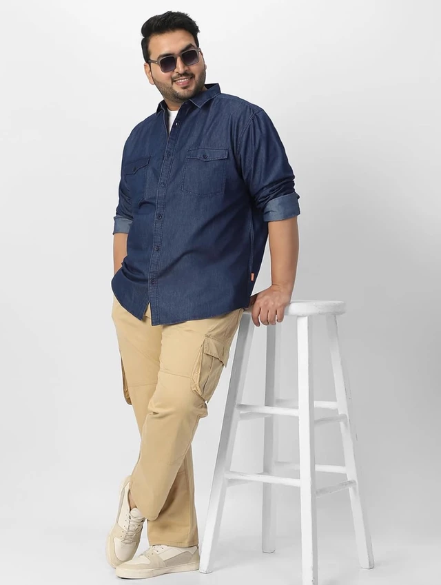 Urbano Plus Men's Full Sleeve Regular Fit Casual Denim Shirt
- M