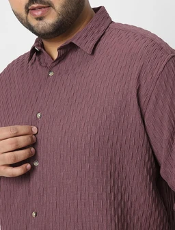 Urbano Plus Men's Cotton Full Sleeve Regular Fit Textured Shirt with Spread Collar - S