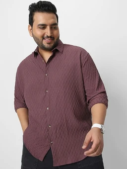 Urbano Plus Men's Cotton Full Sleeve Regular Fit Textured Shirt with Spread Collar - L