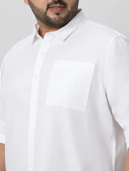 Urbano Plus Men's Cotton Full Sleeve Regular Fit Casual Solid Shirt - L, White