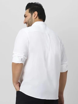 Urbano Plus Men's Cotton Full Sleeve Regular Fit Casual Solid Shirt - XL, White