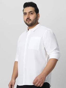 Urbano Plus Men's Cotton Full Sleeve Regular Fit Casual Solid Shirt - 3XL, White