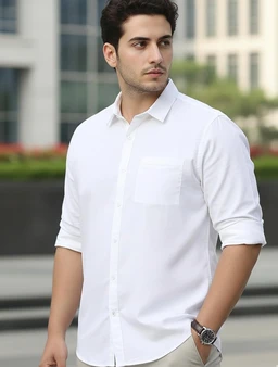 Urbano Plus Men's Cotton Full Sleeve Regular Fit Casual Solid Shirt - 5XL, White