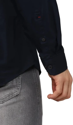 Van Heusen Solid Casual Shirt for Men| Premium Cotton| Full Sleeves| Regular Fit |Breathable Fabric | - S, Navy