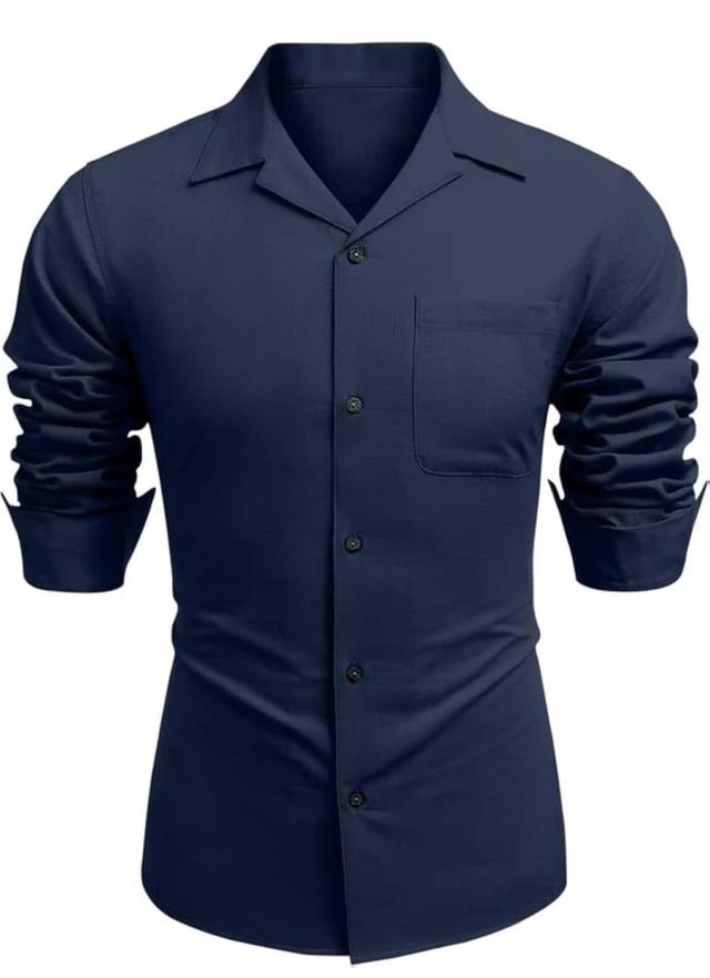 Combo of Men’s Casual Cotton Blend Shirt || Long Sleeve Button Down with Spread Collar | Lightweight Breathable Fabric | Stylish Solid Shirt for Beach, Office & Everyday Wear Pack of 2 - M