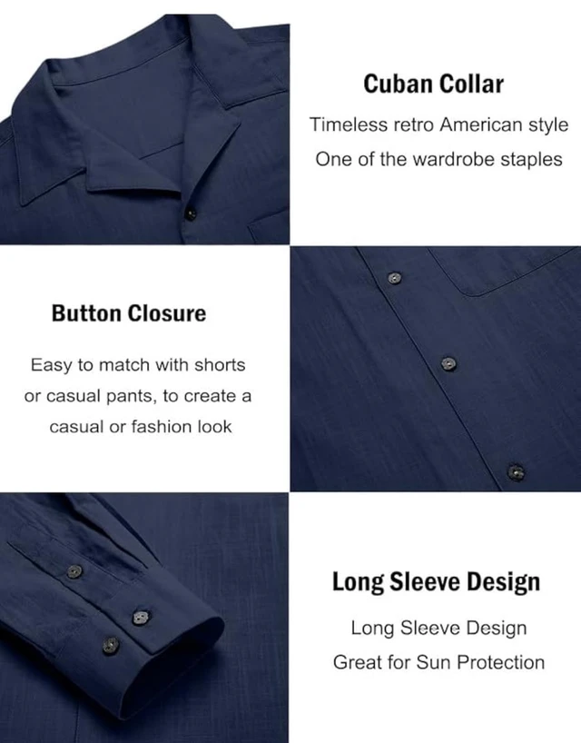 Combo of Men’s Casual Cotton Blend Shirt || Long Sleeve Button Down with Spread Collar | Lightweight Breathable Fabric | Stylish Solid Shirt for Beach, Office & Everyday Wear Pack of 2 - XL
