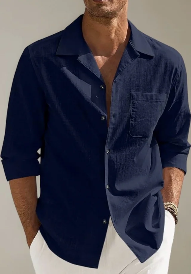 Combo of Men’s Casual Cotton Blend Shirt || Long Sleeve Button Down with Spread Collar | Lightweight Breathable Fabric | Stylish Solid Shirt for Beach, Office & Everyday Wear Pack of 2 - 2XL
