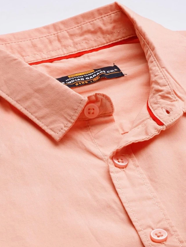 The Indian Garage Co Men Slim Fit Solid Full Sleeves Cutaway Collar Casual Shirt - 2XL