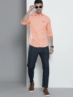 The Indian Garage Co Men Slim Fit Solid Full Sleeves Cutaway Collar Casual Shirt - 4XL