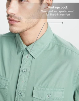 Symbol Premium Men's Washed Cotton Twill Casual Shirt - Regular Fit | Pure Cotton (Available in Plus Sizes)
- L