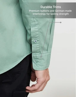 Symbol Premium Men's Washed Cotton Twill Casual Shirt - Regular Fit | Pure Cotton (Available in Plus Sizes)
- L