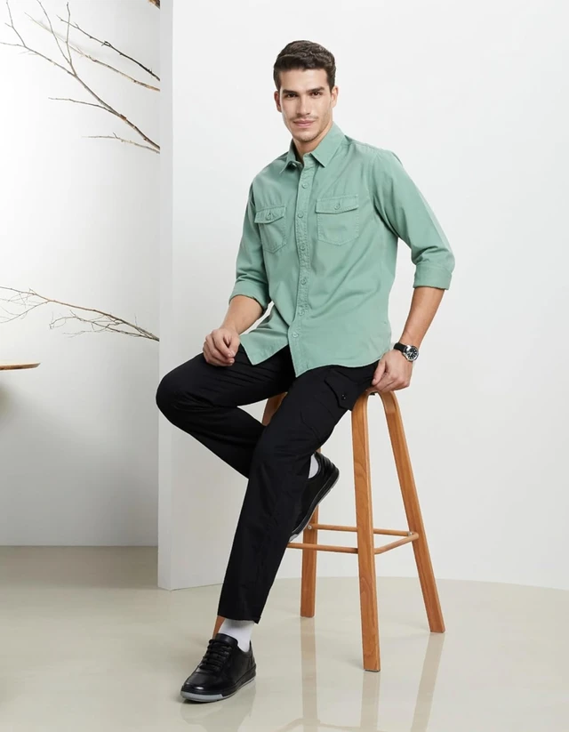Symbol Premium Men's Washed Cotton Twill Casual Shirt - Regular Fit | Pure Cotton (Available in Plus Sizes)
- 2XL