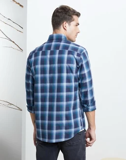 Symbol Premium Men's Checkered Casual Shirt - Regular Fit | Full Sleeve | Pure Cotton (Available in Plus Sizes) - M, Royal Blue
