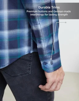 Symbol Premium Men's Checkered Casual Shirt - Regular Fit | Full Sleeve | Pure Cotton (Available in Plus Sizes) - 2XL, Royal Blue