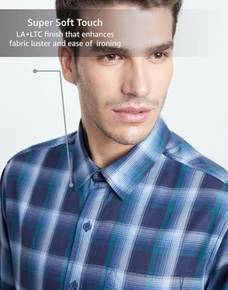 Symbol Premium Men's Checkered Casual Shirt - Regular Fit | Full Sleeve | Pure Cotton (Available in Plus Sizes) - 4XL, Royal Blue