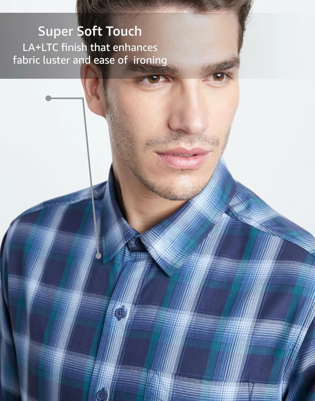 Symbol Premium Men's Checkered Casual Shirt - Regular Fit | Full Sleeve | Pure Cotton (Available in Plus Sizes) - 4XL, Royal Blue