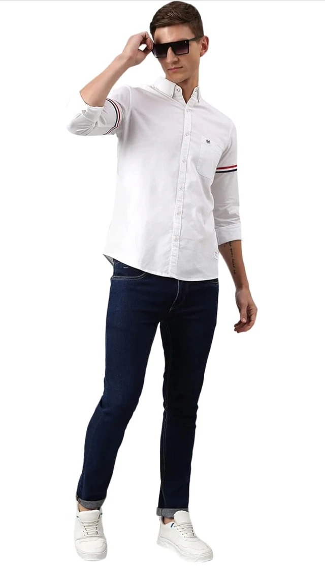 Thomas Scott Men's Cotton Slim Fit Shirt - 3XL, White