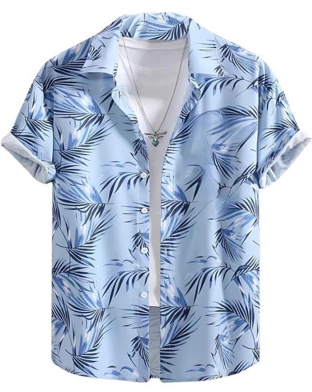 DHRUVI TRENDZ Men’s Tropical Printed Shirt | Hawaiian Beach Wear Summer Shirt for Men | Lightweight Breathable Casual Half Sleeve Button Down Shirts - XS