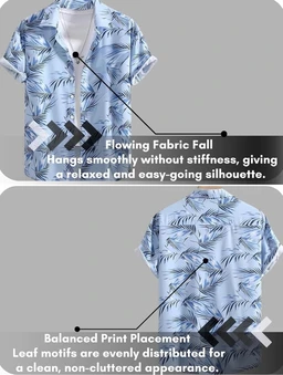 DHRUVI TRENDZ Men’s Tropical Printed Shirt | Hawaiian Beach Wear Summer Shirt for Men | Lightweight Breathable Casual Half Sleeve Button Down Shirts - XS
