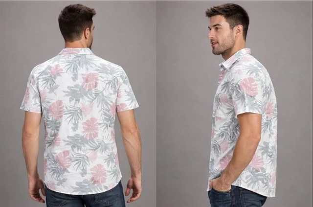 Men Cotton Blend White Floral Printed Half Sleeve Shirt | Regular Fit Collared Neck Casual & Office Wear Stylish Shirt for Men - 3XL