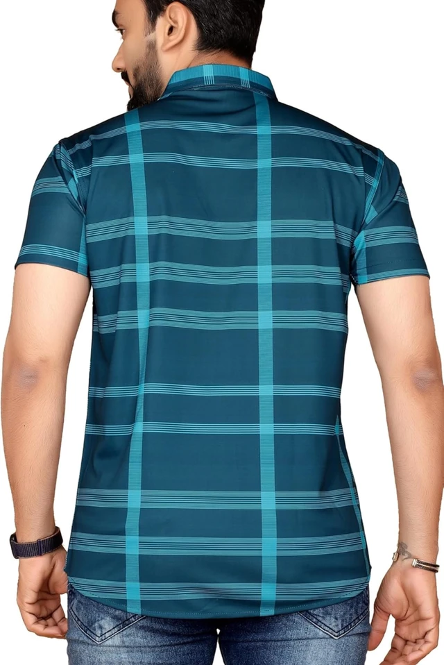 FABRIPPLE Men's Printed Half Sleeve Shirt for Casual Wear | Stylish Geometric Pattern Slim Fit for Men | Summer Trendy Short Sleeve Shirt - 4XL