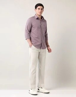 AD by Arvind Modern Slim Fit Solid Shirt - M, purple