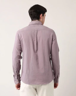 AD by Arvind Modern Slim Fit Solid Shirt - M, purple