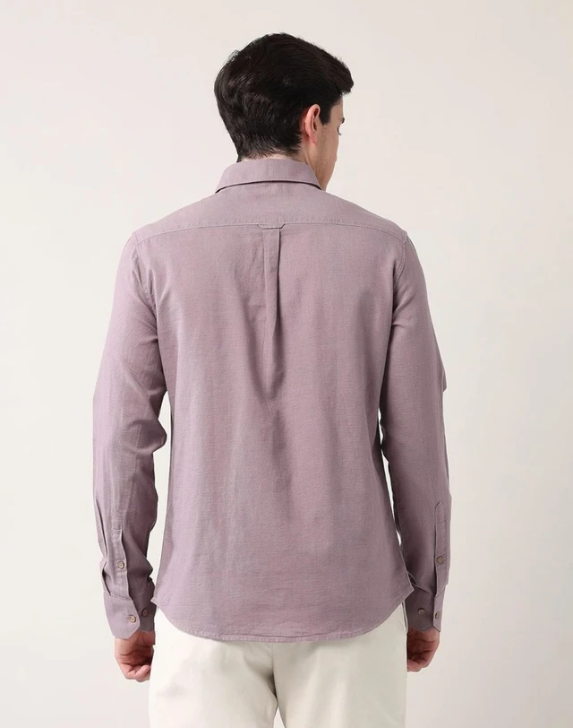 AD by Arvind Modern Slim Fit Solid Shirt - M, purple