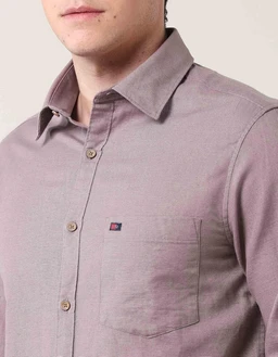 AD by Arvind Modern Slim Fit Solid Shirt - M, purple
