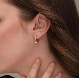 PALMONAS Athena Solitaire Hoop Earrings - Waterproof & Anti Tarnish Earrings | Durable, Lightweight, & Comfortable Jewellery for Women | Gift For Women & Girls