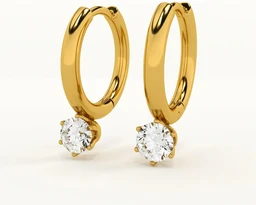 PALMONAS Athena Solitaire Hoop Earrings - Waterproof & Anti Tarnish Earrings | Durable, Lightweight, & Comfortable Jewellery for Women | Gift For Women & Girls