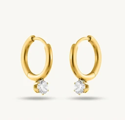 PALMONAS Athena Solitaire Hoop Earrings - Waterproof & Anti Tarnish Earrings | Durable, Lightweight, & Comfortable Jewellery for Women | Gift For Women & Girls