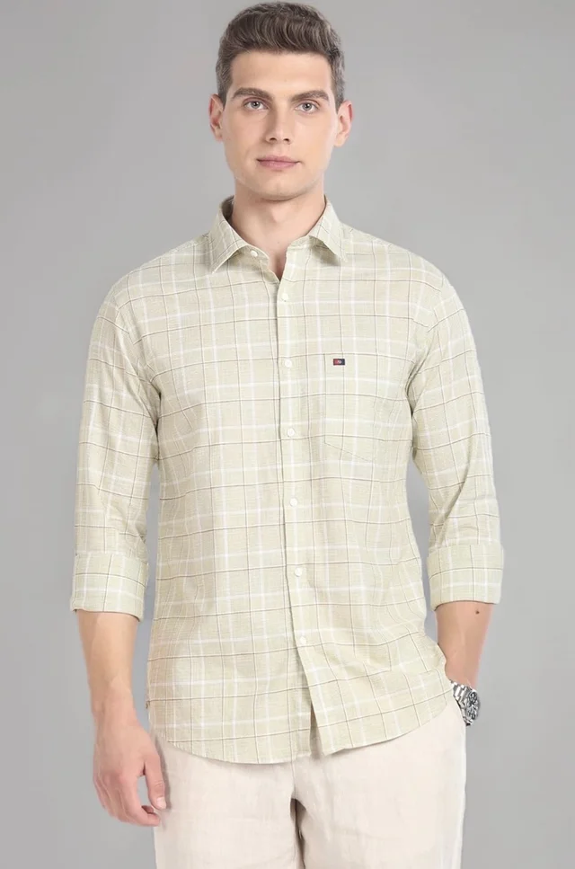 AD by Arvind Tartan Check Pure Cotton Summer Shirt - S