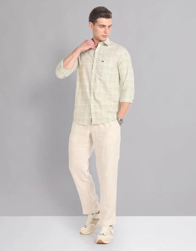 AD by Arvind Tartan Check Pure Cotton Summer Shirt - 4XL