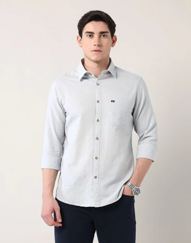 AD by Arvind Modern Slim Fit Solid Shirt - 3XL