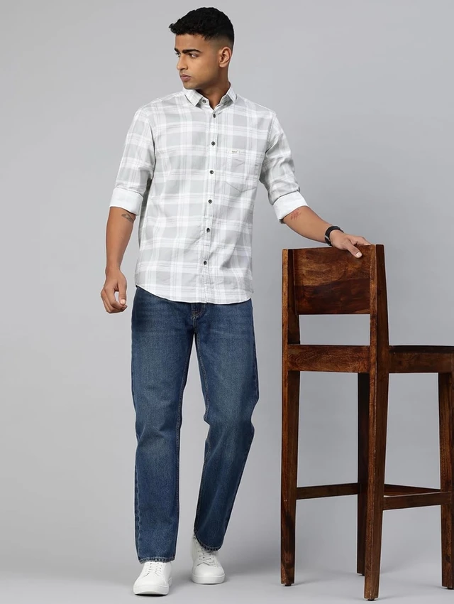 Majestic Man Comfort Slim Fit Pure Cotton Checked Casual Shirt
- S