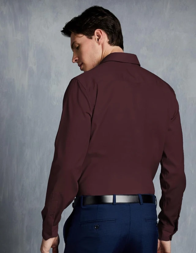 Symbol Premium Men's Wrinkle-Resistant Regular Fit Cotton Formal Shirt - M, Maroon