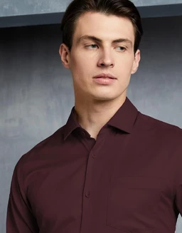Symbol Premium Men's Wrinkle-Resistant Regular Fit Cotton Formal Shirt - M, Maroon