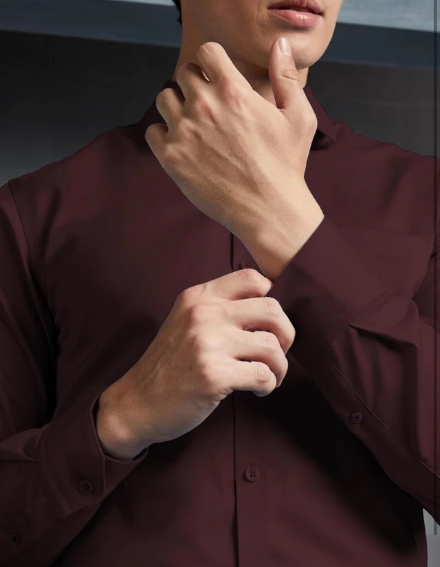Symbol Premium Men's Wrinkle-Resistant Regular Fit Cotton Formal Shirt - M, Maroon