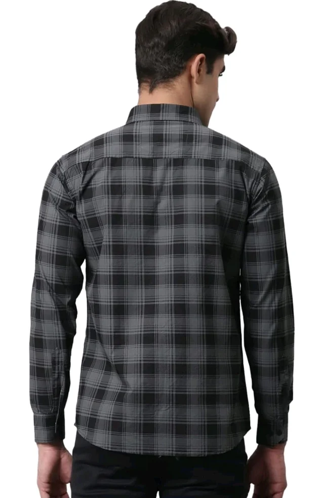 Majestic Man Cotton Checkered Slim Fit Casual Shirt For Men
- S