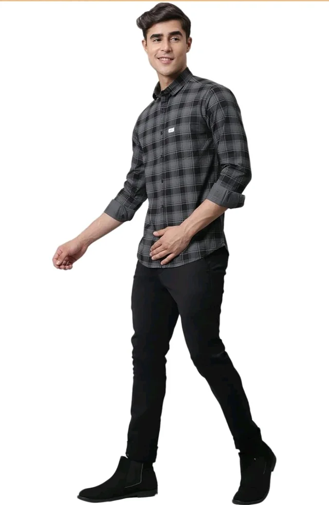 Majestic Man Cotton Checkered Slim Fit Casual Shirt For Men
- L