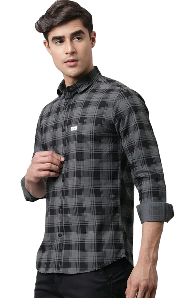 Majestic Man Cotton Checkered Slim Fit Casual Shirt For Men
- XL