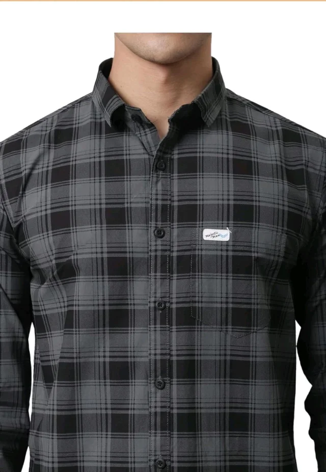 Majestic Man Cotton Checkered Slim Fit Casual Shirt For Men
- XL
